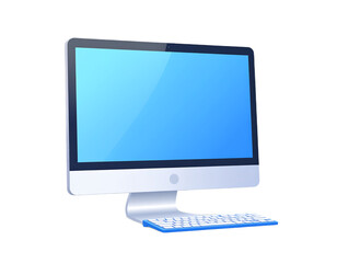Modern Desktop Computer, 3D Cartoon Vector Illustration