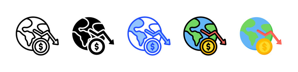 Recession Icon Collection With Multiple Styles