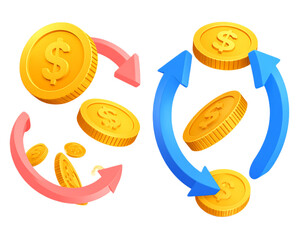 3D Vector Illustration Modern Money Transfer & Online Banking Transaction Concept