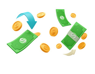 3D Vector Illustration Dynamic Money Transaction Concept