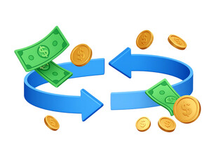 Modern 3D Vector Illustration of Money Transaction and Financial Exchange