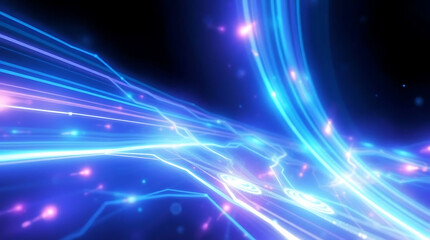 Obraz premium Blue Light Abstract Futuristic Glowing Lines