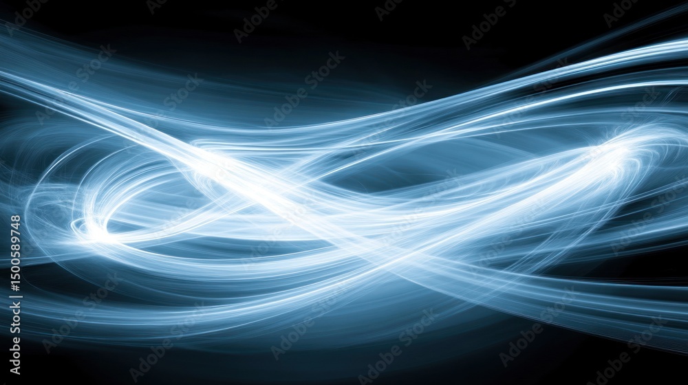 Wall mural abstract design with flowing light patterns on a dark background.