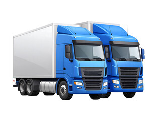 Modern Blue Delivery Trucks 3D Vector Illustration of Two Box Trucks
