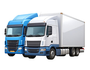 Modern 3D Vector Illustration of Two Delivery Trucks, Clean Design, Isolated on White Background