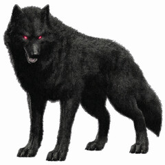 Naklejka premium Intricate Black Wolf with Glowing Red Eyes