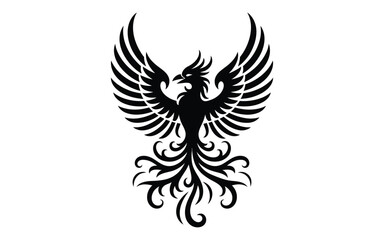 Black Phoenix Bird Vector Illustration