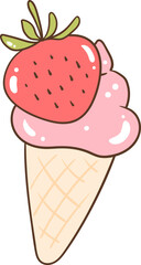 Strawberry Ice Cream Illustration