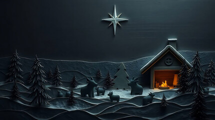 Christmas Nativity Scene with Star and Animals