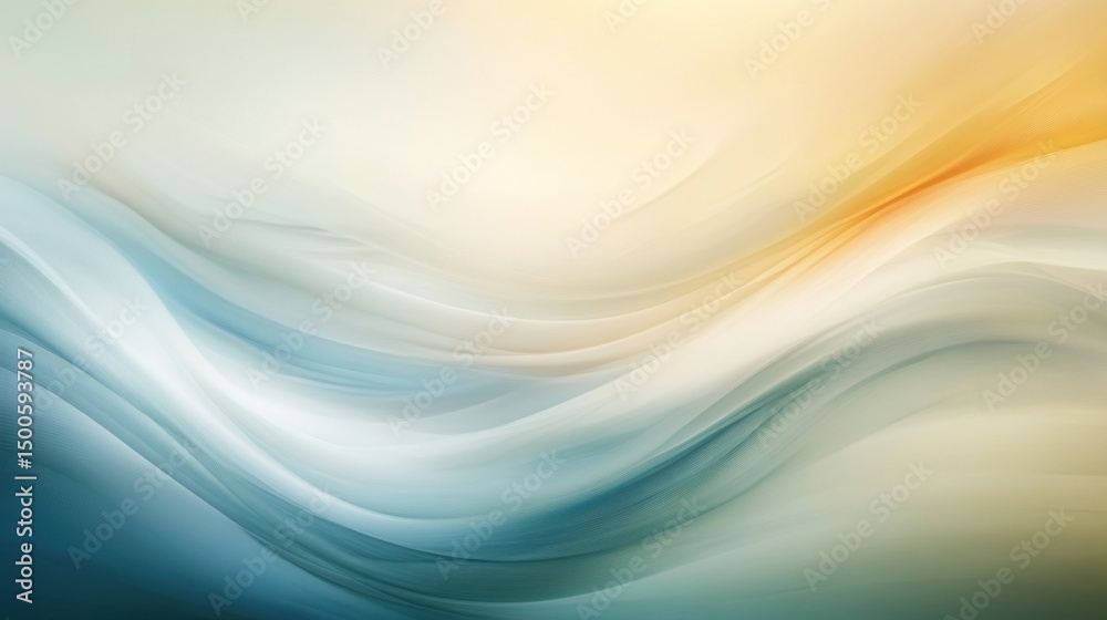 Wall mural abstract design with soft, flowing curves and gentle color transitions.