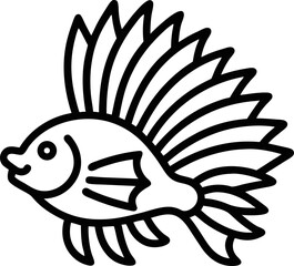 Lionfish outline icon with white background