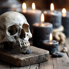Skull & Candles, Rustic Setting