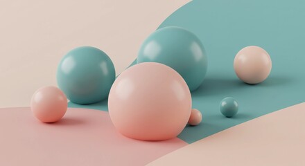 Arrangement of Spheres on Pastel Background for Design Projects