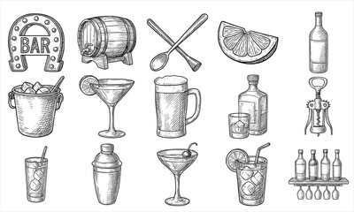 Hand Drawn Vintage Bar Elements