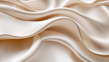 Obraz premium Soft, creamy off-white silk fabric draped in elegant, flowing waves and folds, exhibiting a luxurious texture and subtle sheen