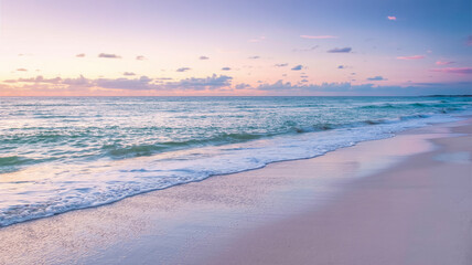 Fototapeta premium A serene beach landscape photograph during golden hou.