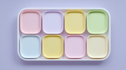 Pastel Colored Compartments  Empty Food Tray  Minimalist Design  Studio Shot
