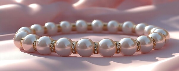 Pearl bracelet on silk, luxury jewelry