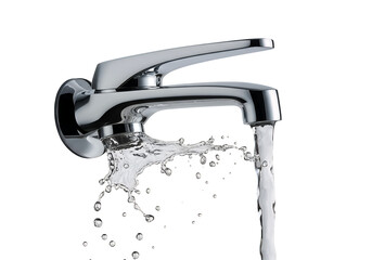 Fresh Water Flowing From a Modern Chrome Faucet