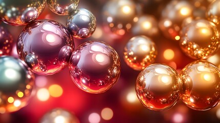 A multitude of shimmering spheres in vibrant colors.