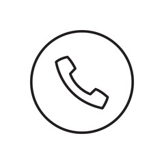 Phone thin line Icon. Simple outline style. Phone sign, symbol in circle. Round phone logo.