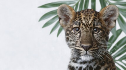 Obraz premium Adorable Leopard Cub Portrait Wildlife Jungle Exotic Animal Nature Photography