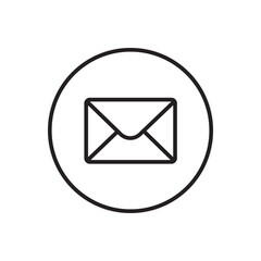 Envelope icon. Send email message sign. Internet mailing symbol. Black circle button with flat web icon. Line style