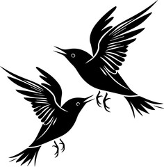Swiftlet Bird Vector Illustration, Minimalist Black and White Flying Bird Icon