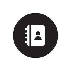 Address book icon. Black and white vector symbol. Round buttons.