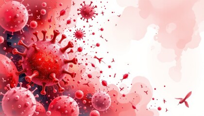 Obraz premium the image is dominated by an abstract and vibrant display of red and pink colors, reminiscent of a microscopic view of cells and b