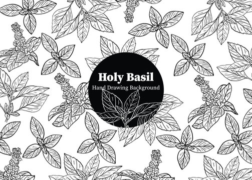 seamless pattern with Holy Basil