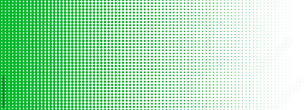 Poster green halftone gradient texture. fading cartoon polka dot background. repeated dotted gradation patt