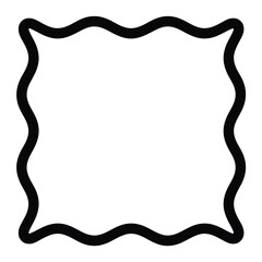 Wavy Square Frame with Black Outline on White Background Illustration