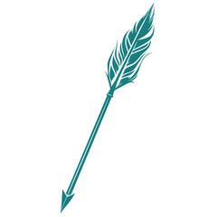 Bold Arrow with Robust Angular Vectors in Deep Teal Isolated on Transparent Background