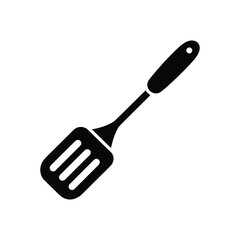 Black and White Spatula Kitchen Utensil Cooking Tool Icon Illustration