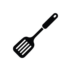 Black Spatula Icon Isolated on White Background Kitchen Utensil Symbol