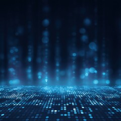 Modern abstract design with glowing blue dots and pixelated patterns, symbolizing digital evolution.