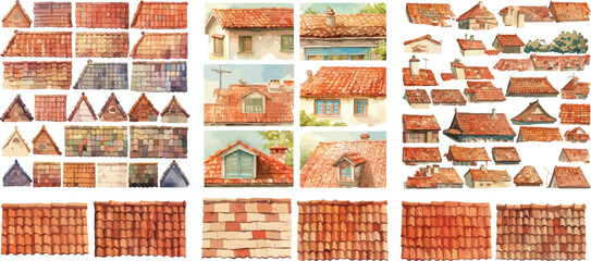 roof tile watercolor clipart © dian's