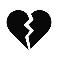 Broken Heart Icon Black Silhouette Graphic Design