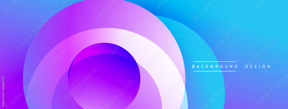 Poster abstract vibrant circles overlap, creating gradient blue, purple hues. modern design element for bac
