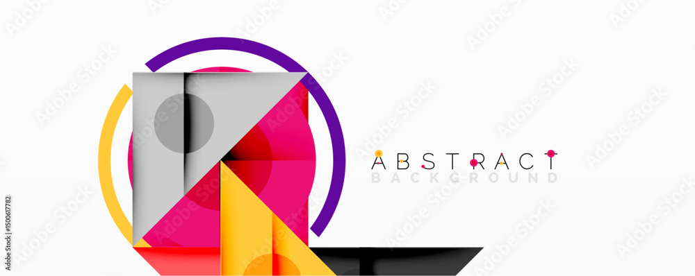 Aufkleber colorful geometric shapes overlap, creating modern abstract design. bright hues contrast with white 