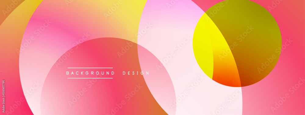 Aufkleber Abstract pink background features overlapping circles. Colors blendyellow, orange, rose. Modern design element for digital projects.