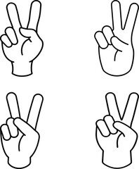 set of hand gestures line art vector illustration