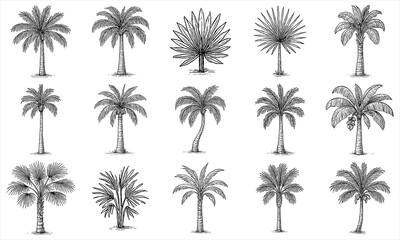 Fototapeta premium Hand Drawn Palm Tree Collection