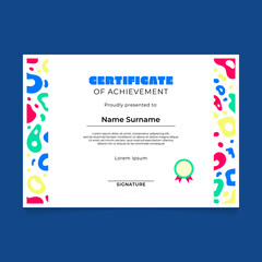 Certificate Template Design with Abstract Splash Liquid Border on The Side