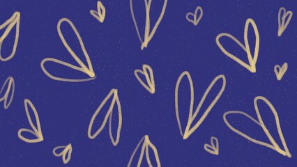 Ethereal heart doodles float in blue space. Abstract background for header poster banner backdrop design