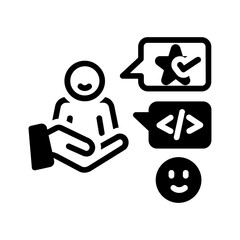 Vector solid black icon for Happy client