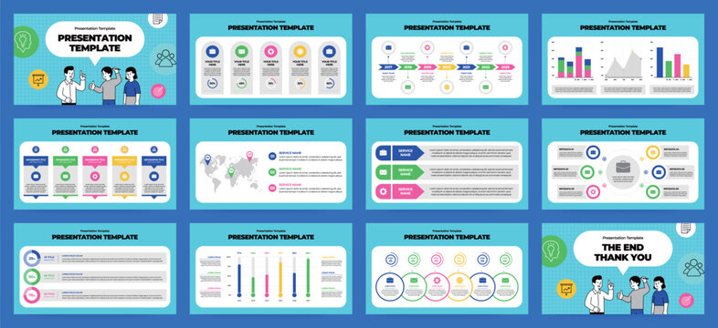 Modern presentation slide templates. Infographic elements template set for web, print, annual report brochure, business flyer leaflet marketing and advertising template. Vector Illustration.