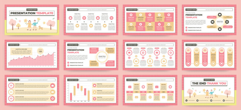 Modern presentation slide templates. Infographic elements template set for web, print, annual report brochure, business flyer leaflet marketing and advertising template. Vector Illustration.