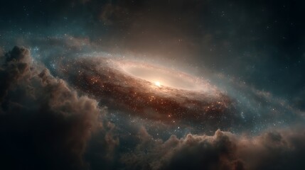 Fototapeta premium Dramatic spiral galaxy and nebula with star clouds